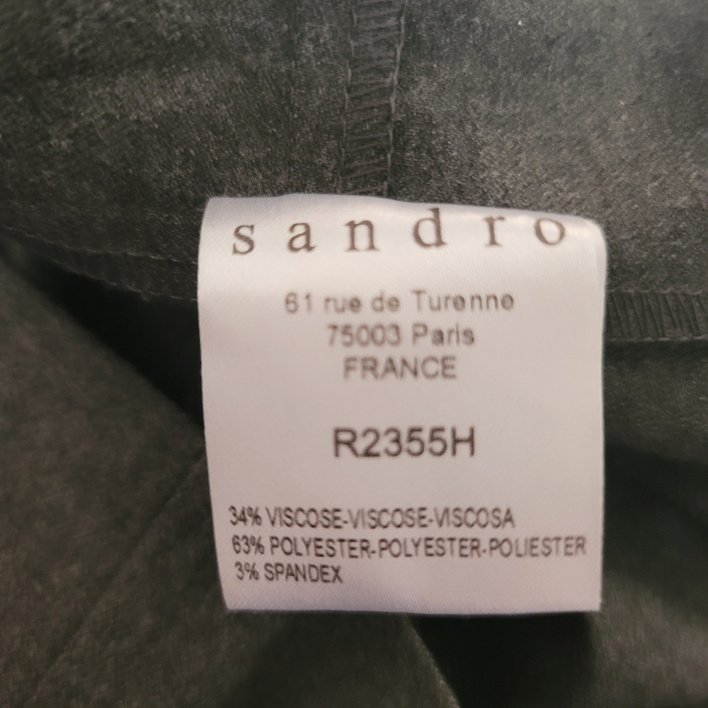 Sandro Paris Dress Gray Ruffle Trim Ribbon Belted Sheath Stretch Size Small New - Picture 15 of 16